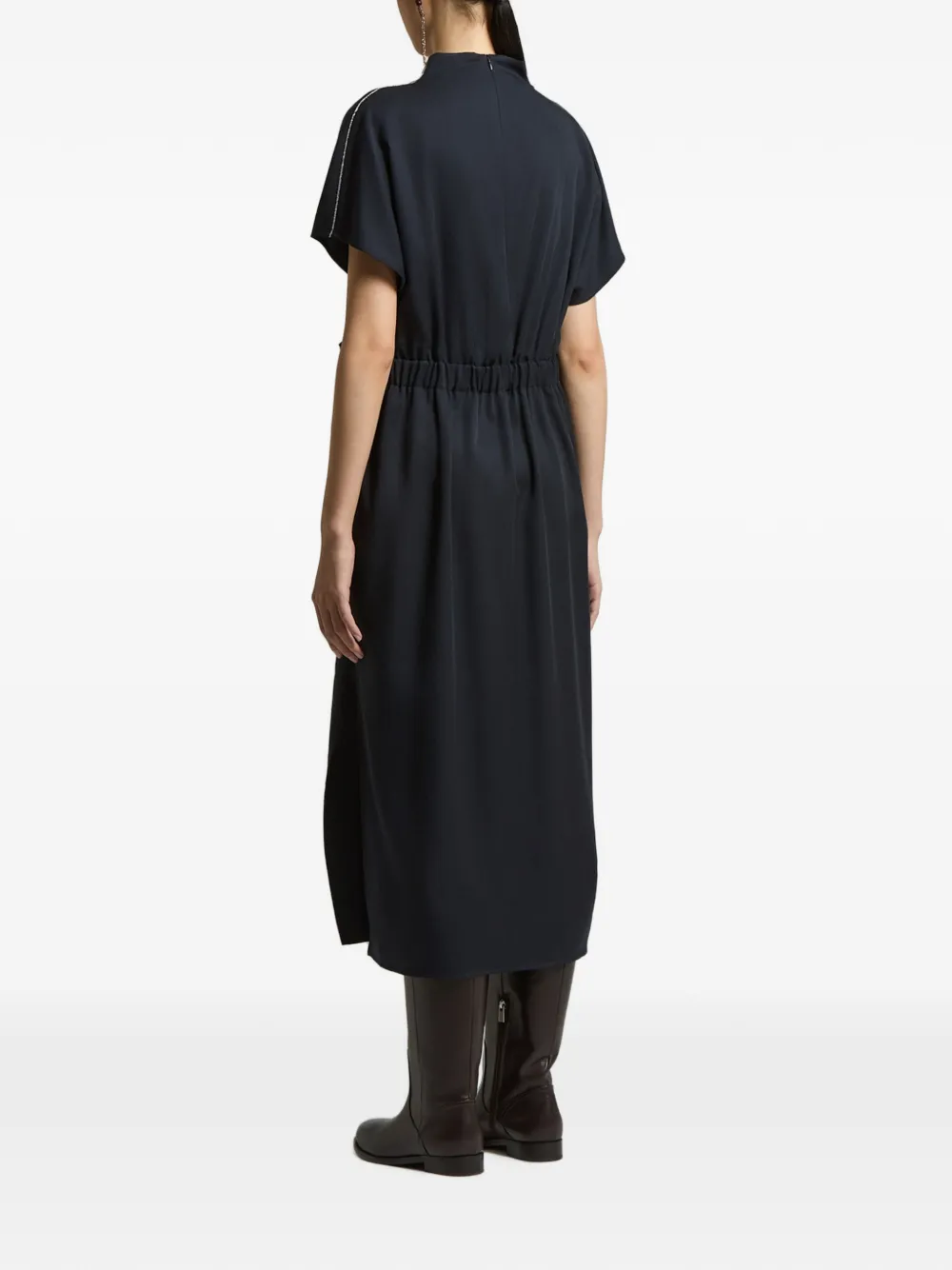 Peserico Midi-jurk met kettingafwerking en ceintuur Blauw
