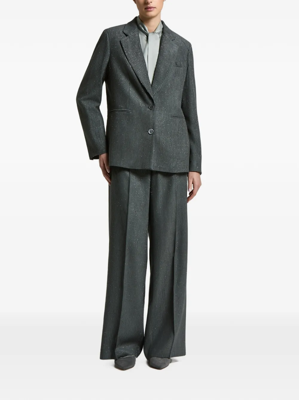 Peserico Blazer met krijtstreep en glitter-effect Grijs