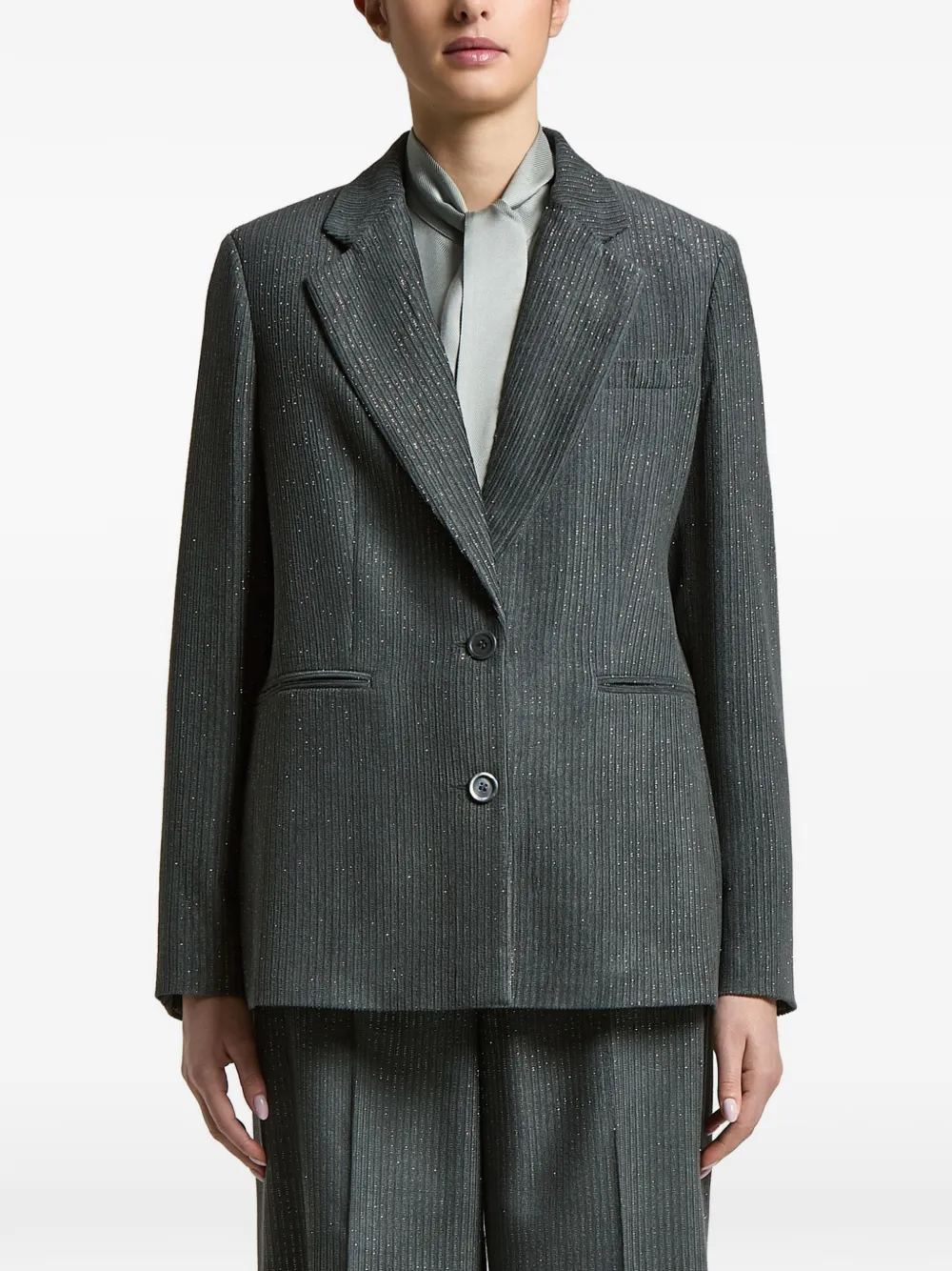 Peserico glitter-effect pinstripe blazer - Grey