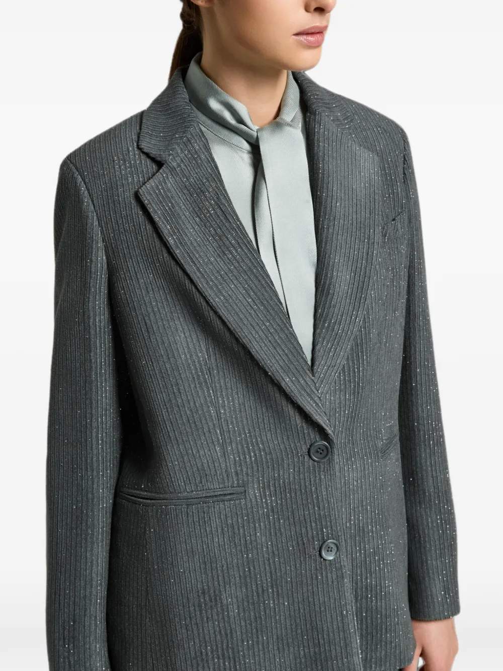Peserico Blazer met krijtstreep en glitter-effect Grijs