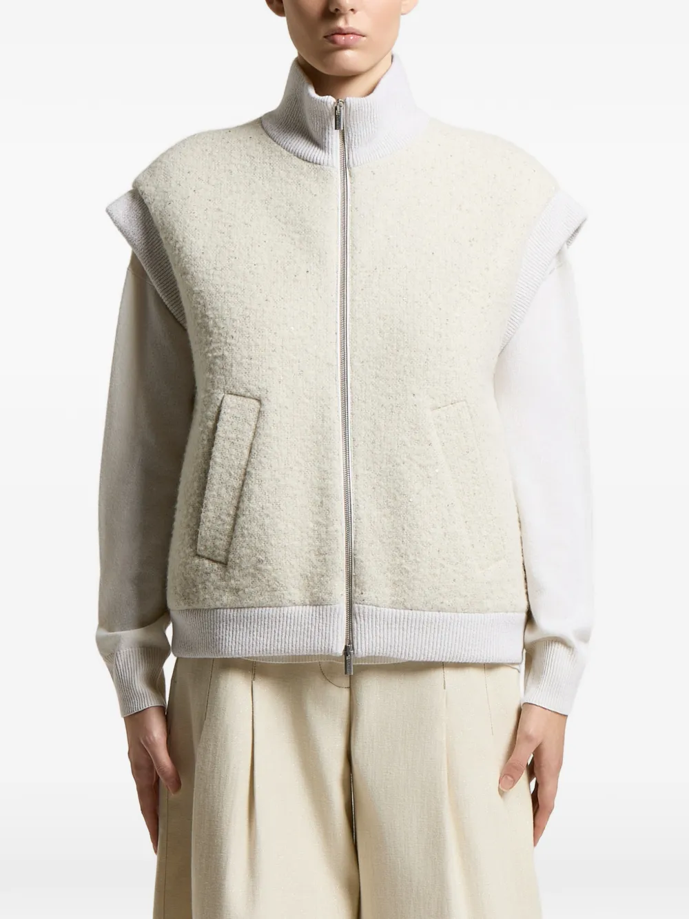 Peserico sequin-embellished sleeveless jacket - Toni neutri