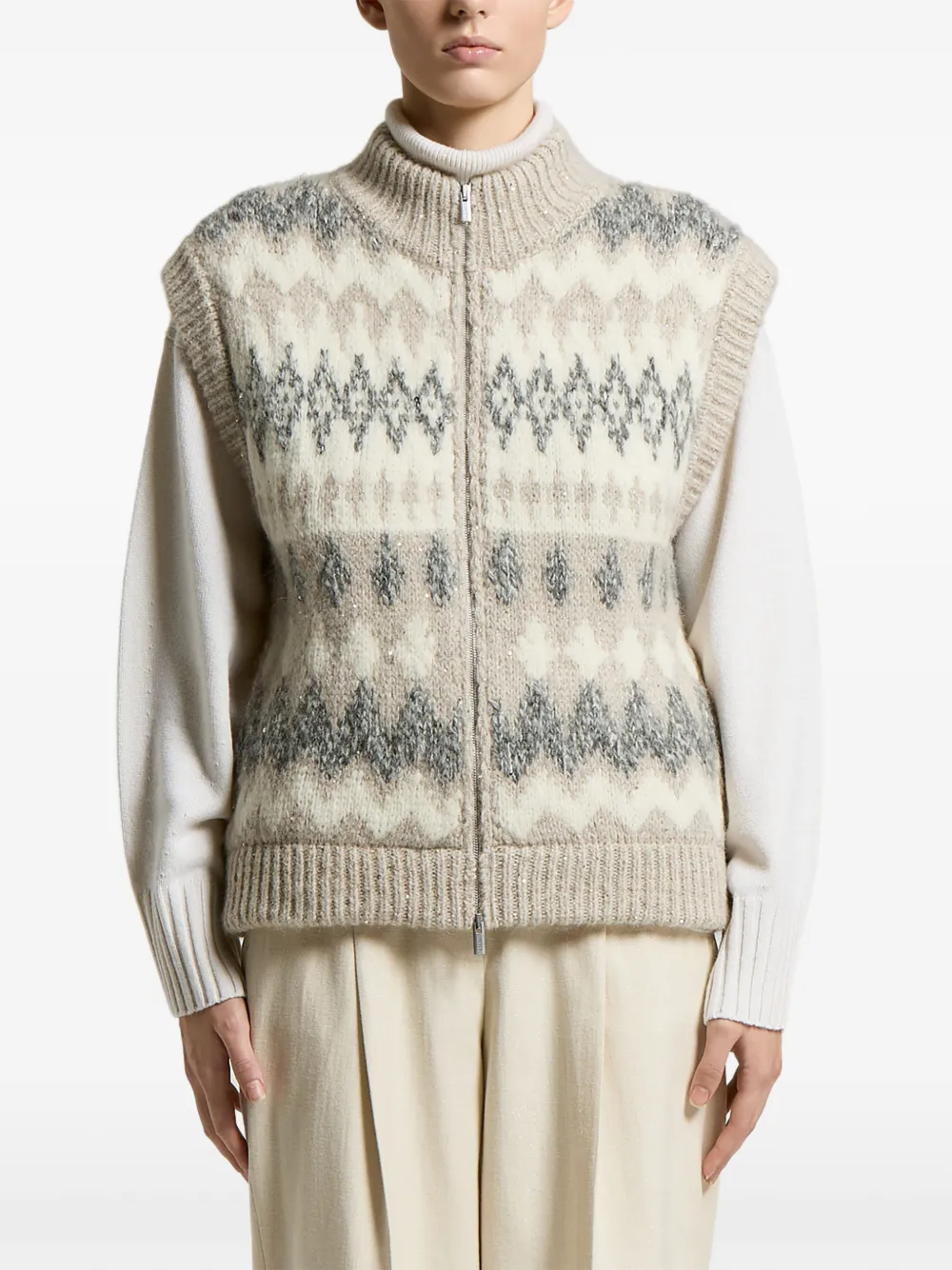 Peserico sequin-embellished waistcoat - Neutrals