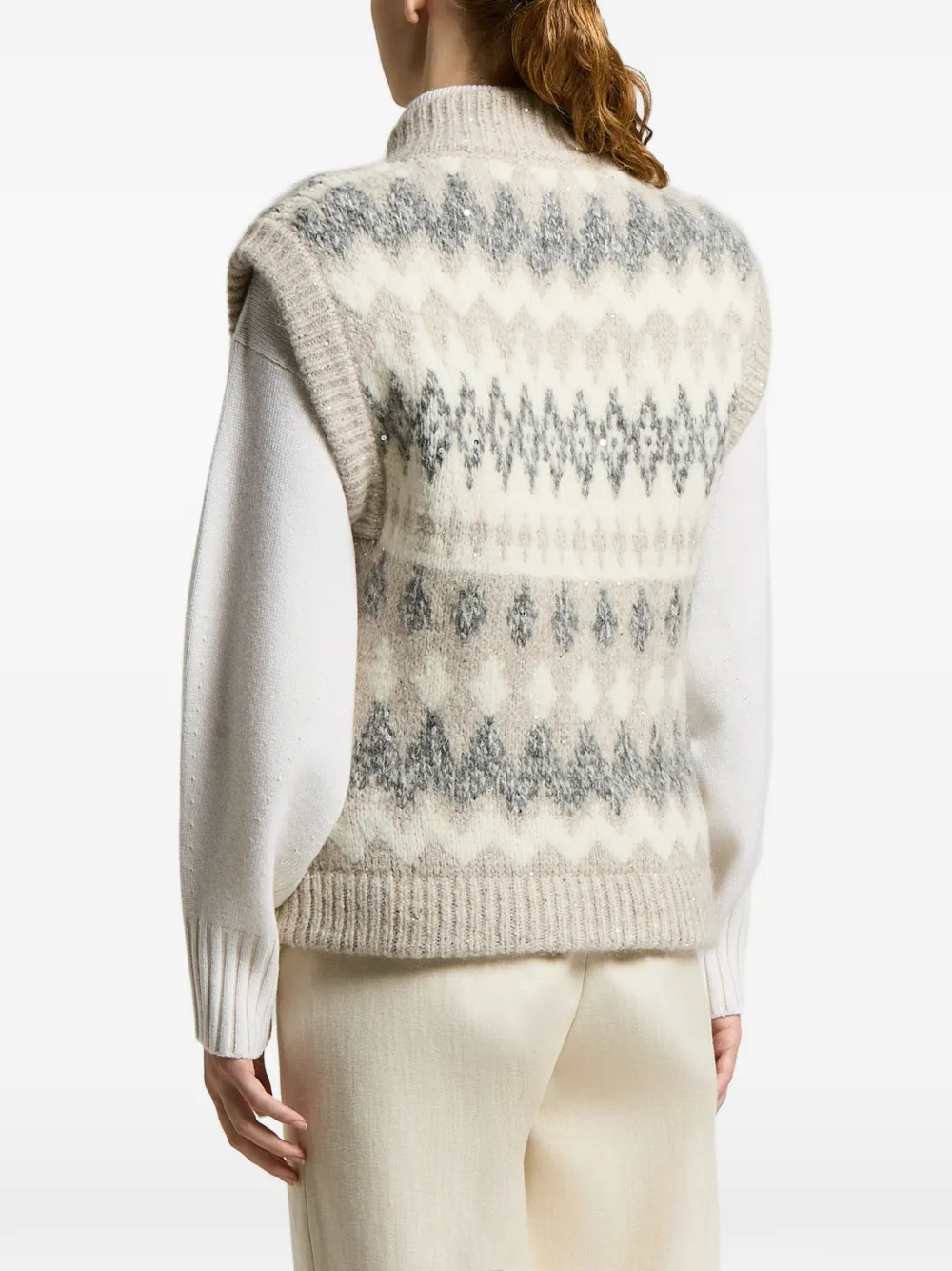 Peserico Gilet verfraaid met pailletten Beige