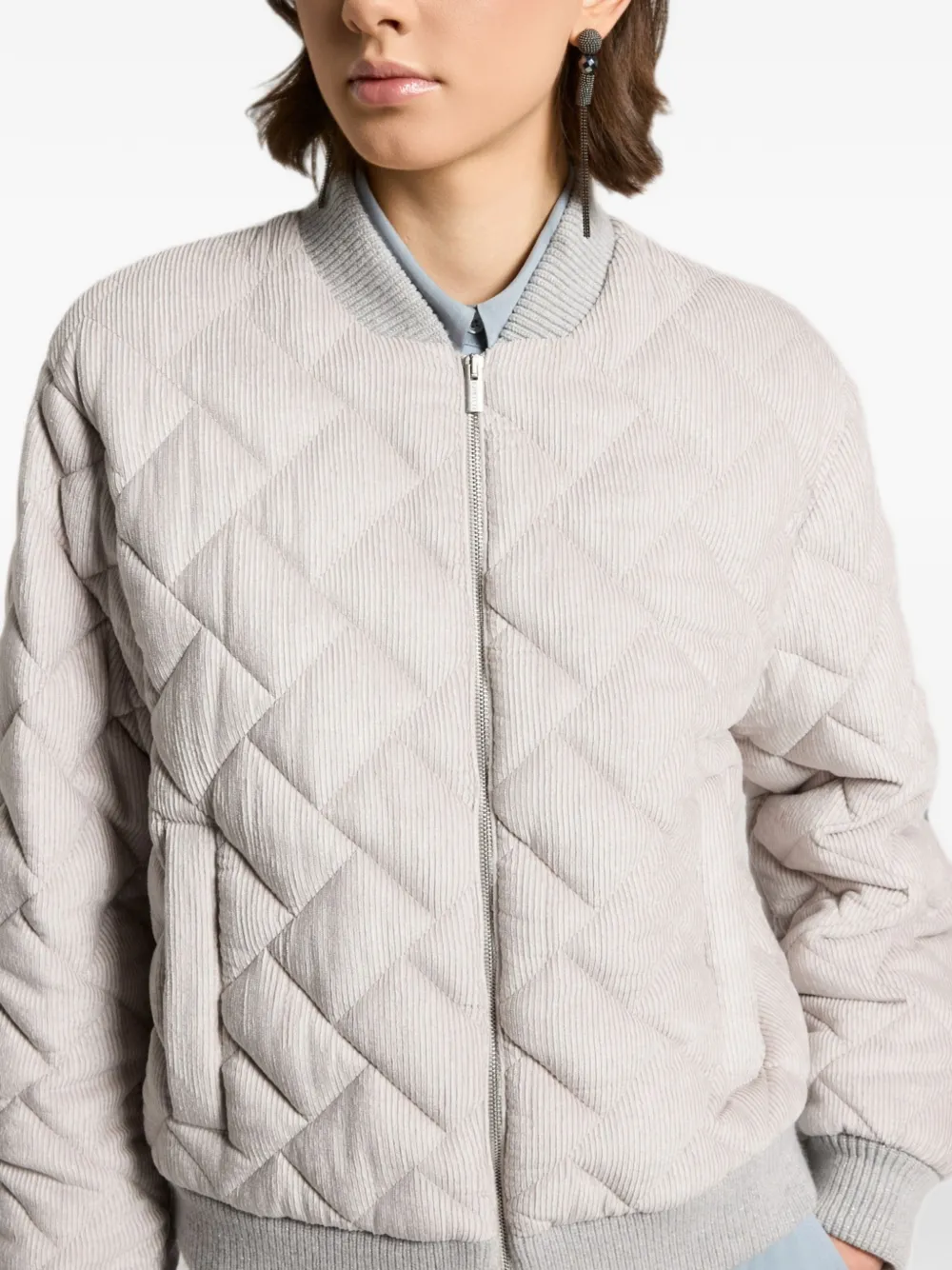 Peserico Gewatteerd ribfluwelen bomberjack Beige