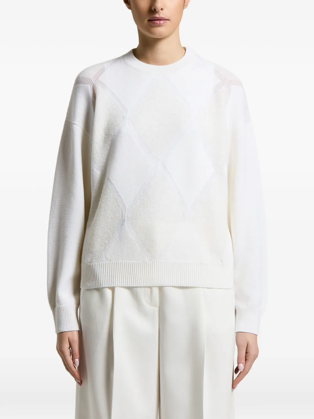 Peserico argyle-knit long-sleeve sweater
