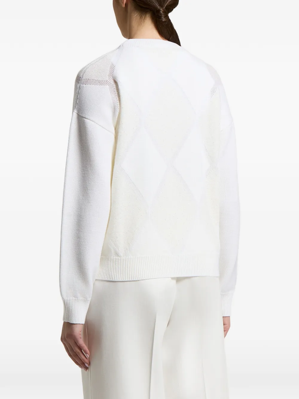 Peserico argyle-knit long-sleeve sweater Wit