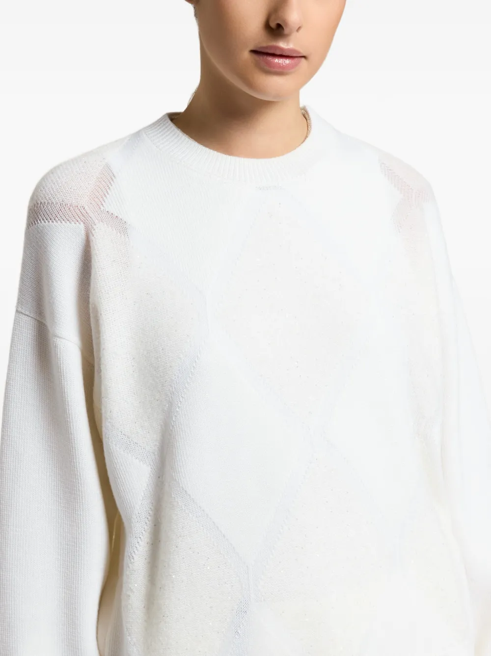 Peserico argyle-knit long-sleeve sweater Wit