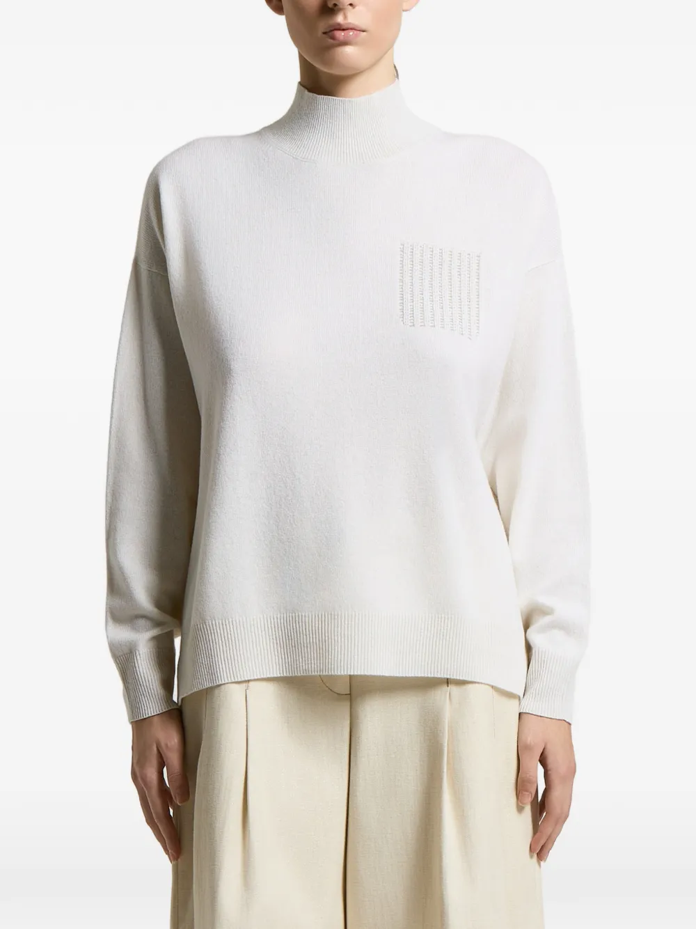 Peserico mock-neck chest-pocket jumper - Neutrals