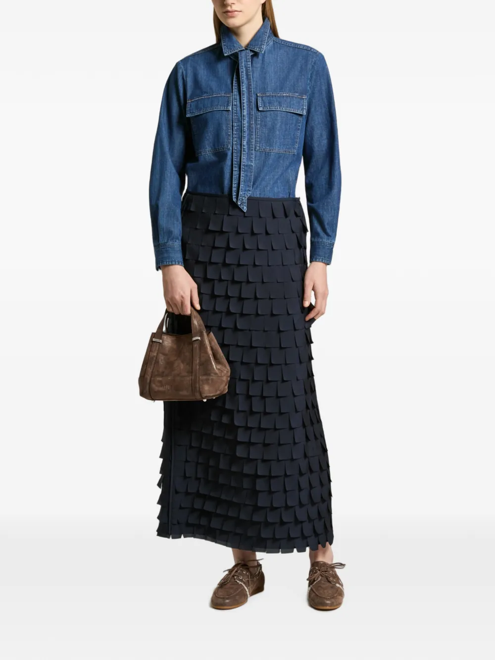 Peserico Gelaagde maxi-rok Blauw