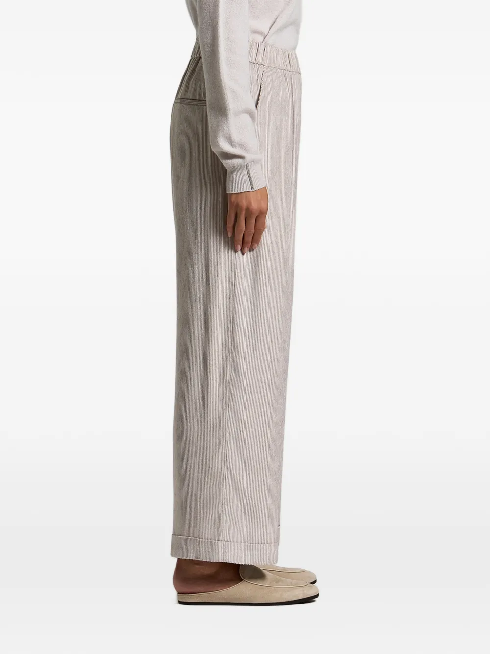 Peserico Geplooide broek met ribfluwelen-effect Beige