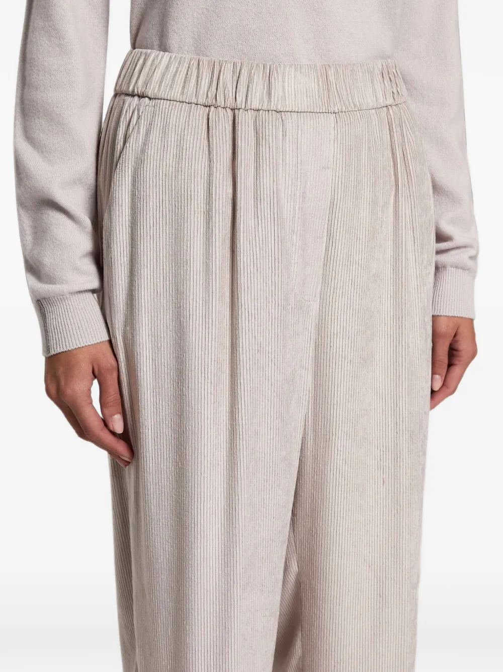 Peserico Geplooide broek met ribfluwelen-effect Beige