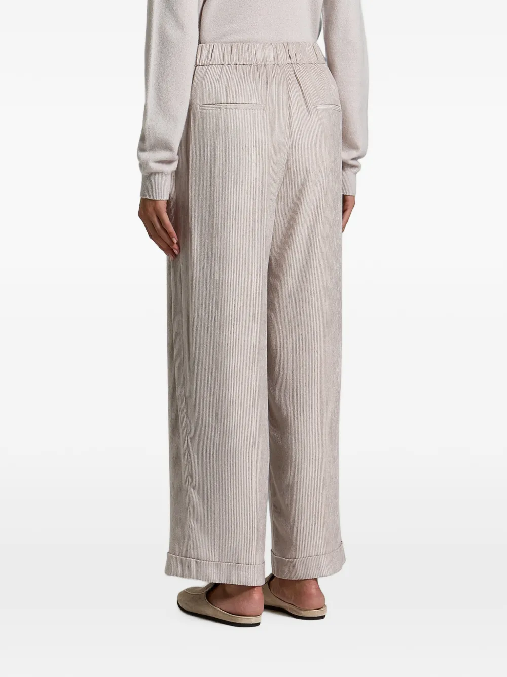 Peserico Geplooide broek met ribfluwelen-effect Beige