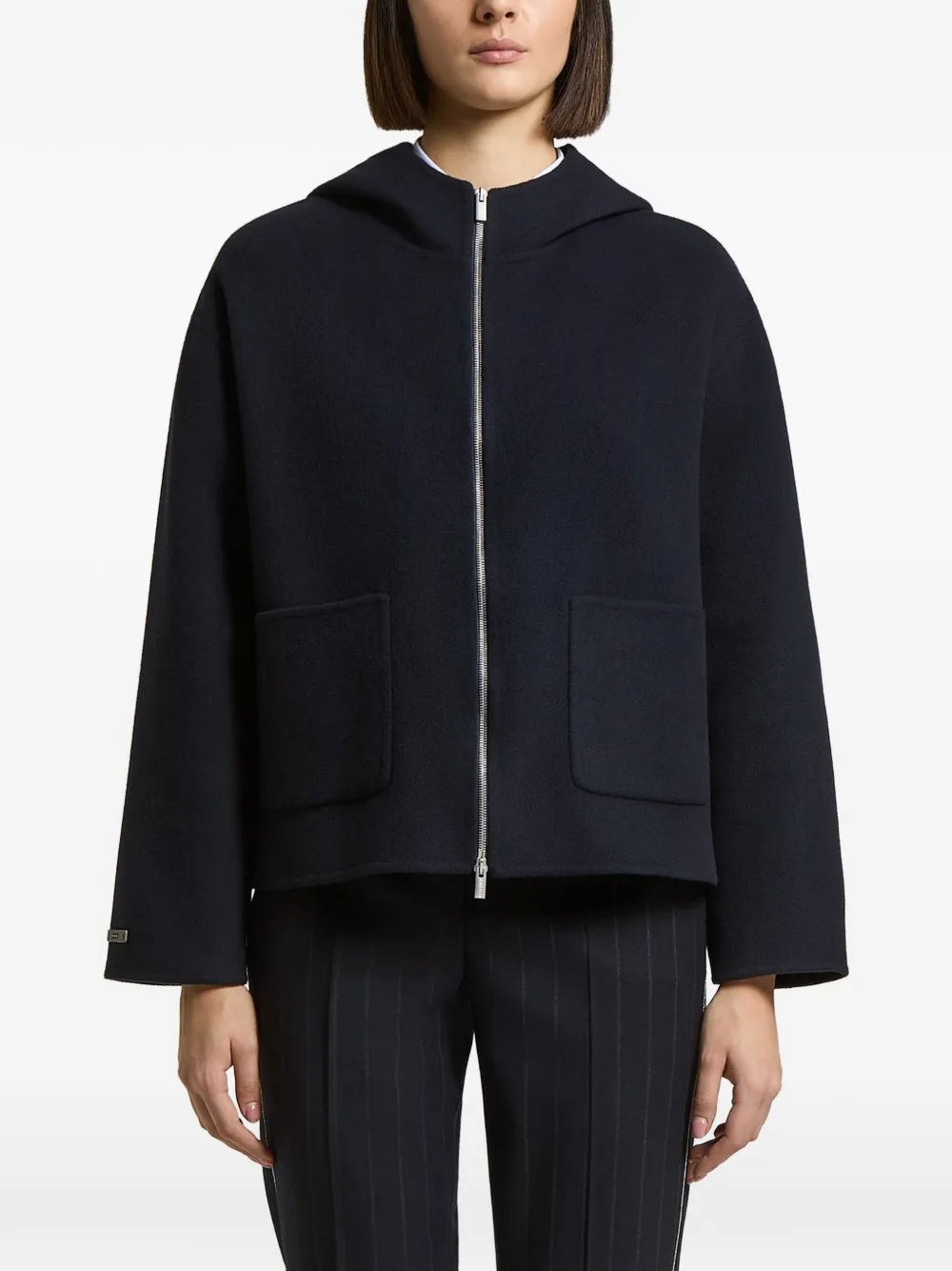 Peserico ribbed-knit hooded jacket