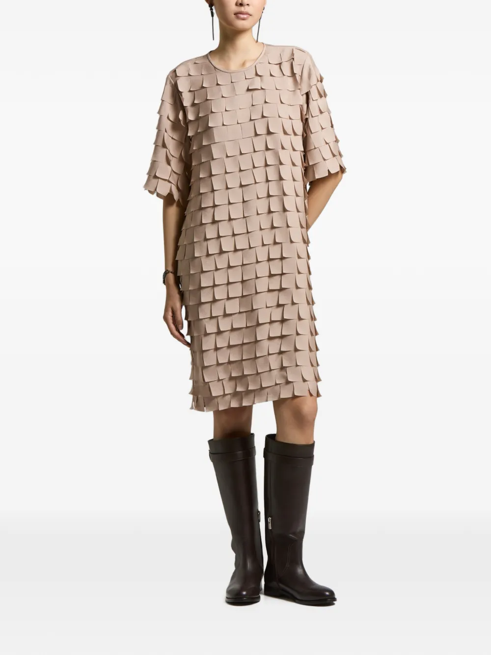 Peserico Gelaagde mini-jurk met uitgesneden details Beige