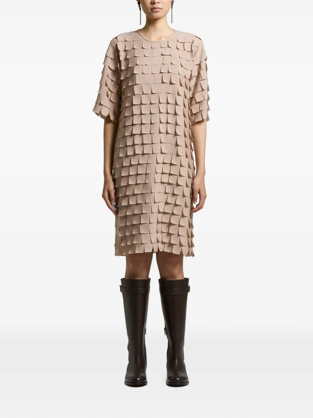 Peserico laser-cut tiered mini dress - Neutrals