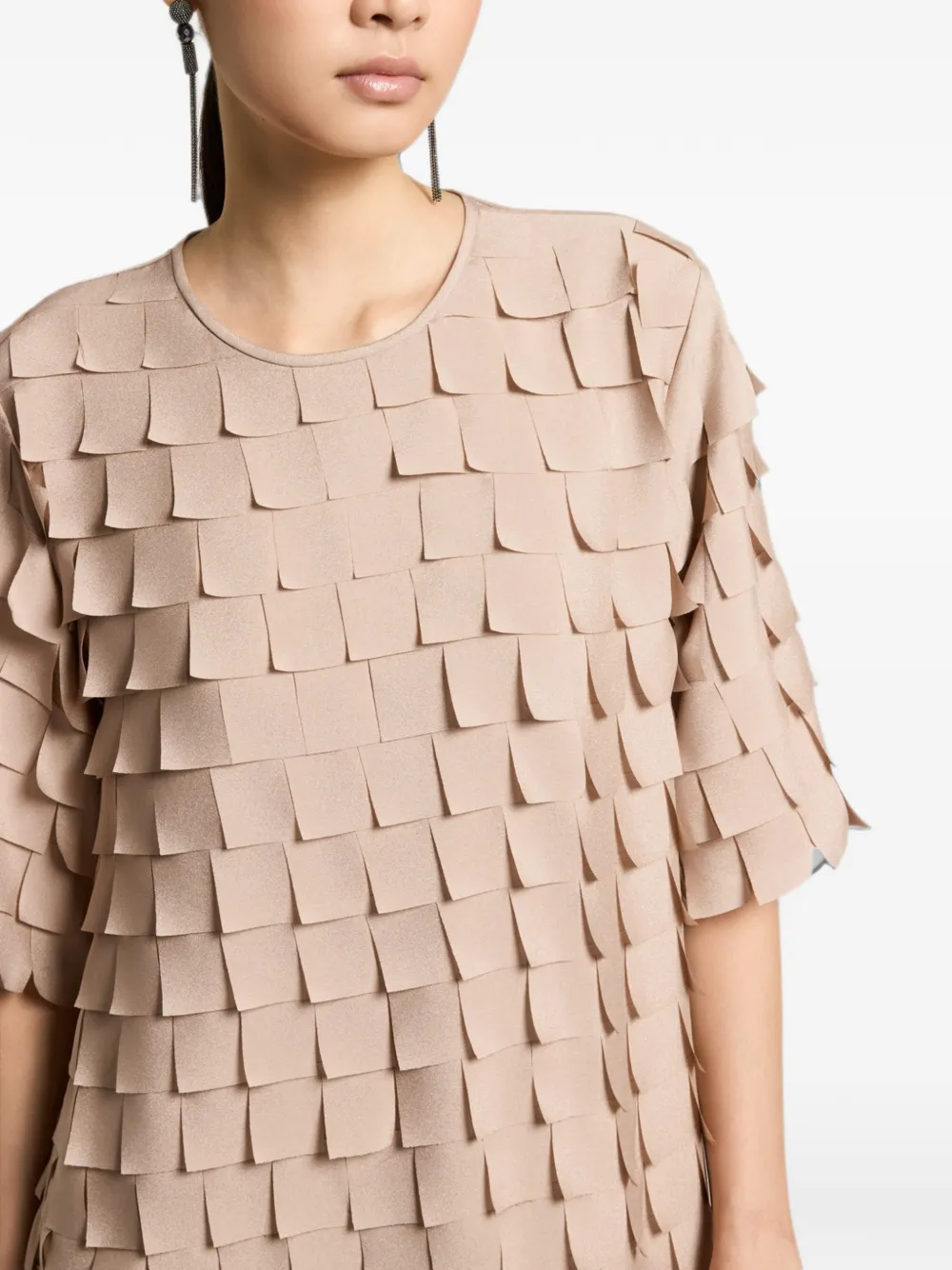 Peserico Gelaagde mini-jurk met uitgesneden details Beige