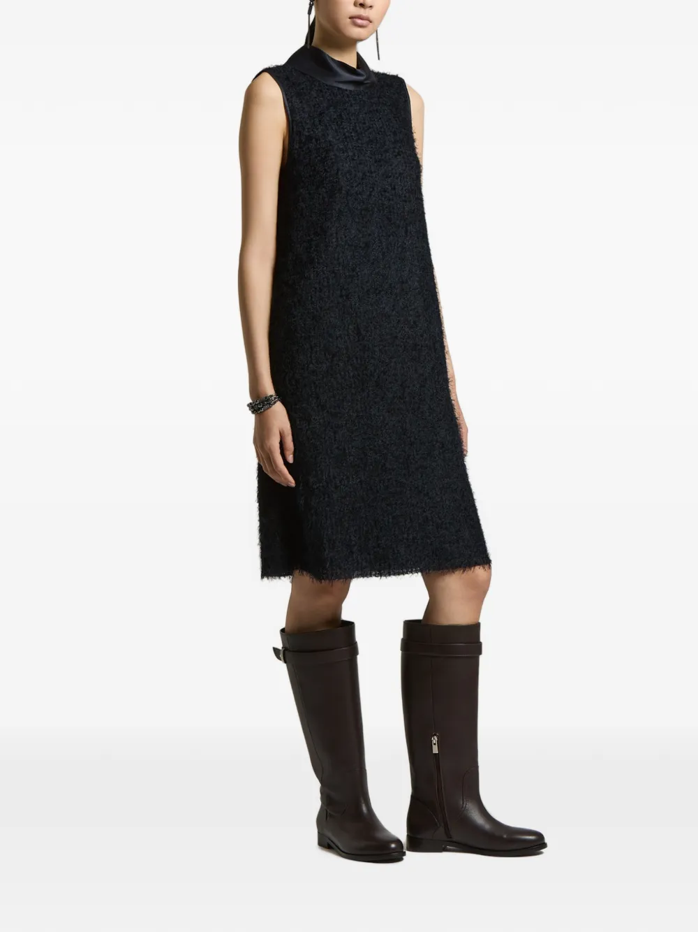 Peserico Mouwloze mini-jurk met bouclé-textuur Blauw