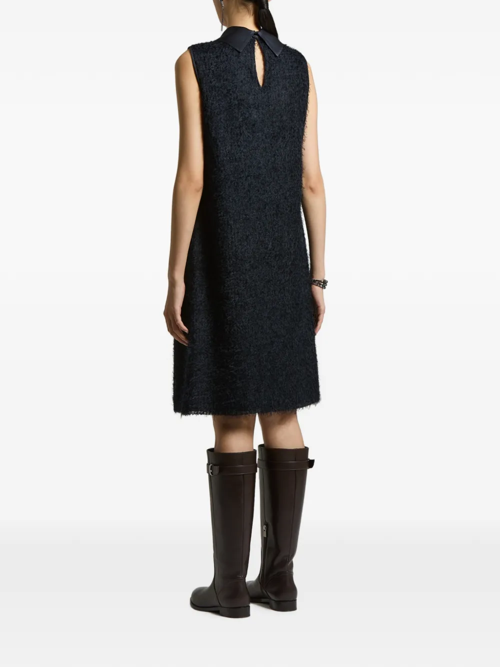 Peserico Mouwloze mini-jurk met bouclé-textuur Blauw