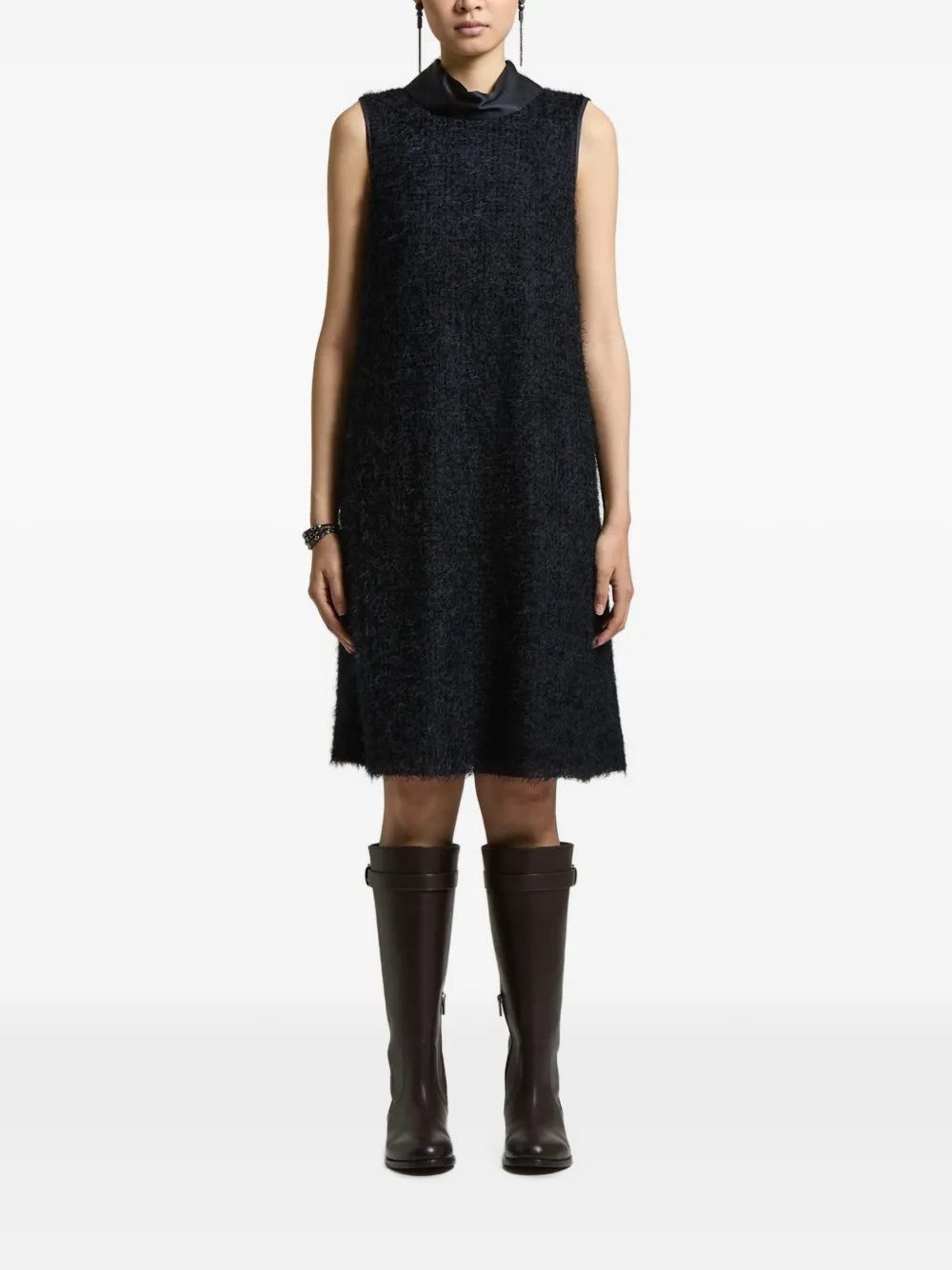 Peserico Mouwloze mini-jurk met bouclé-textuur Blauw