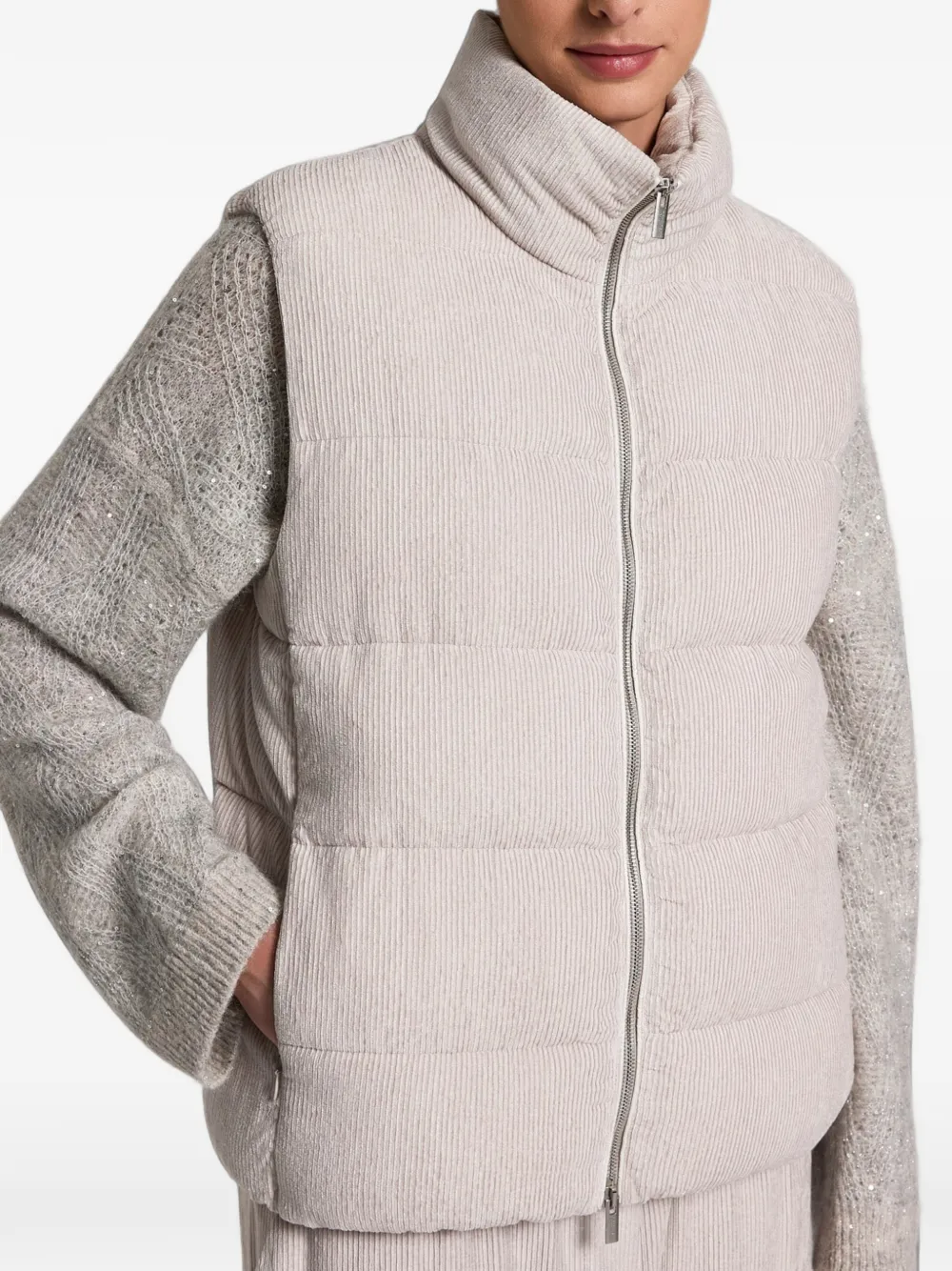 Peserico Gewatteerde ribfluwelen bodywarmer Grijs