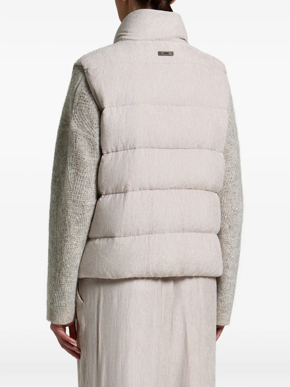 Peserico Gewatteerde ribfluwelen bodywarmer Grijs