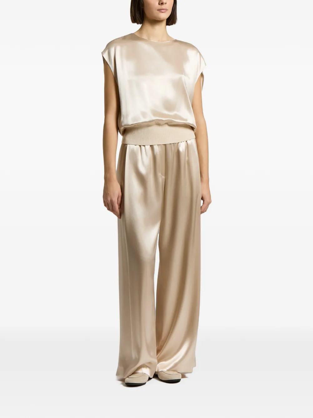 Peserico Blouse met satijnen afwerking Beige