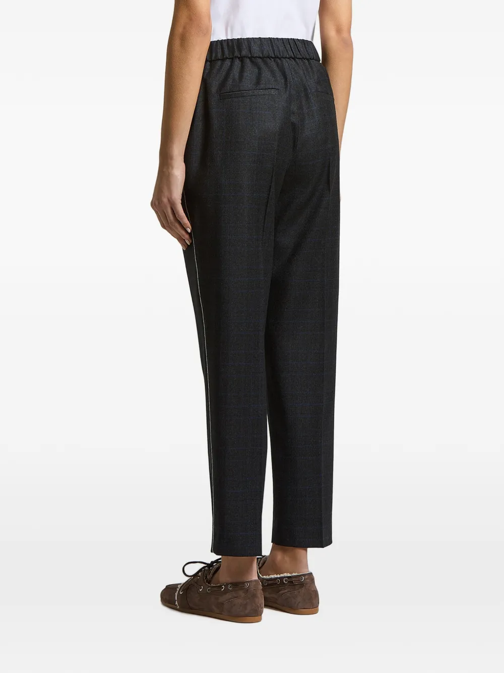 Peserico Geruite broek met streepdetail Blauw
