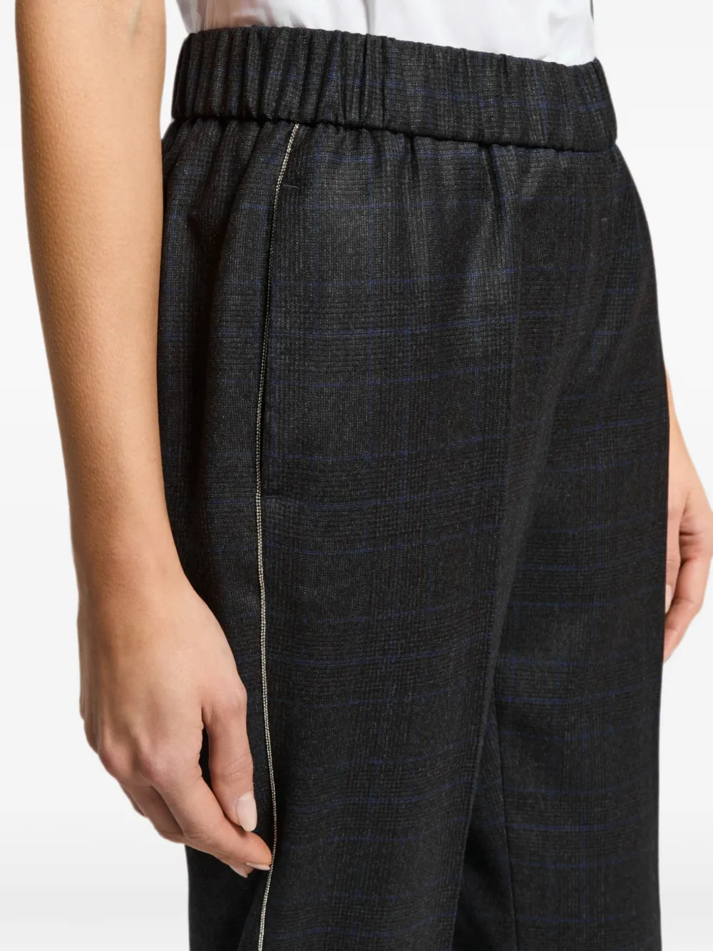 Peserico Geruite broek met streepdetail Blauw