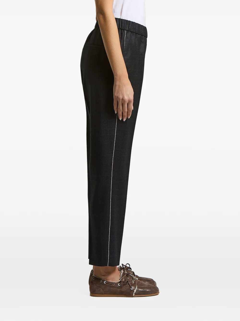 Peserico Geruite broek met streepdetail Blauw