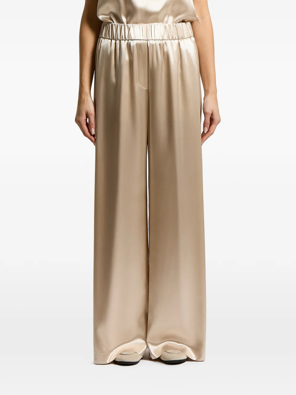 Peserico satin-finish elasticated-waistband palazzo pants