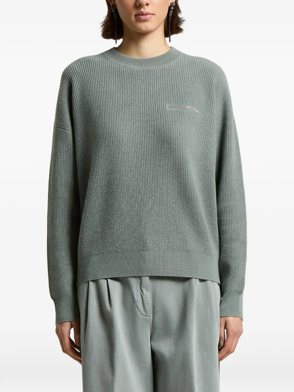 Peserico ribbed-knit chain-detail jumper - Grün