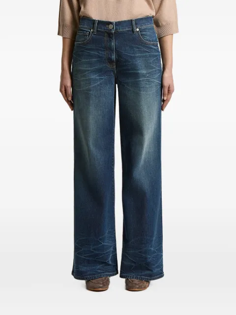 Peserico whiskered wide-leg jeans