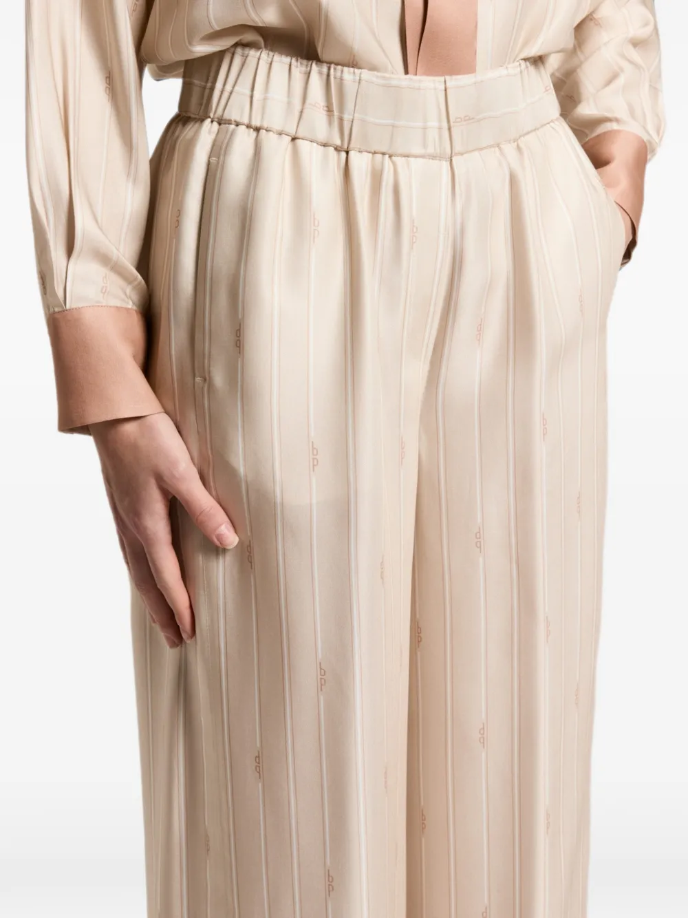 Peserico Gestreepte palazzo broek Beige