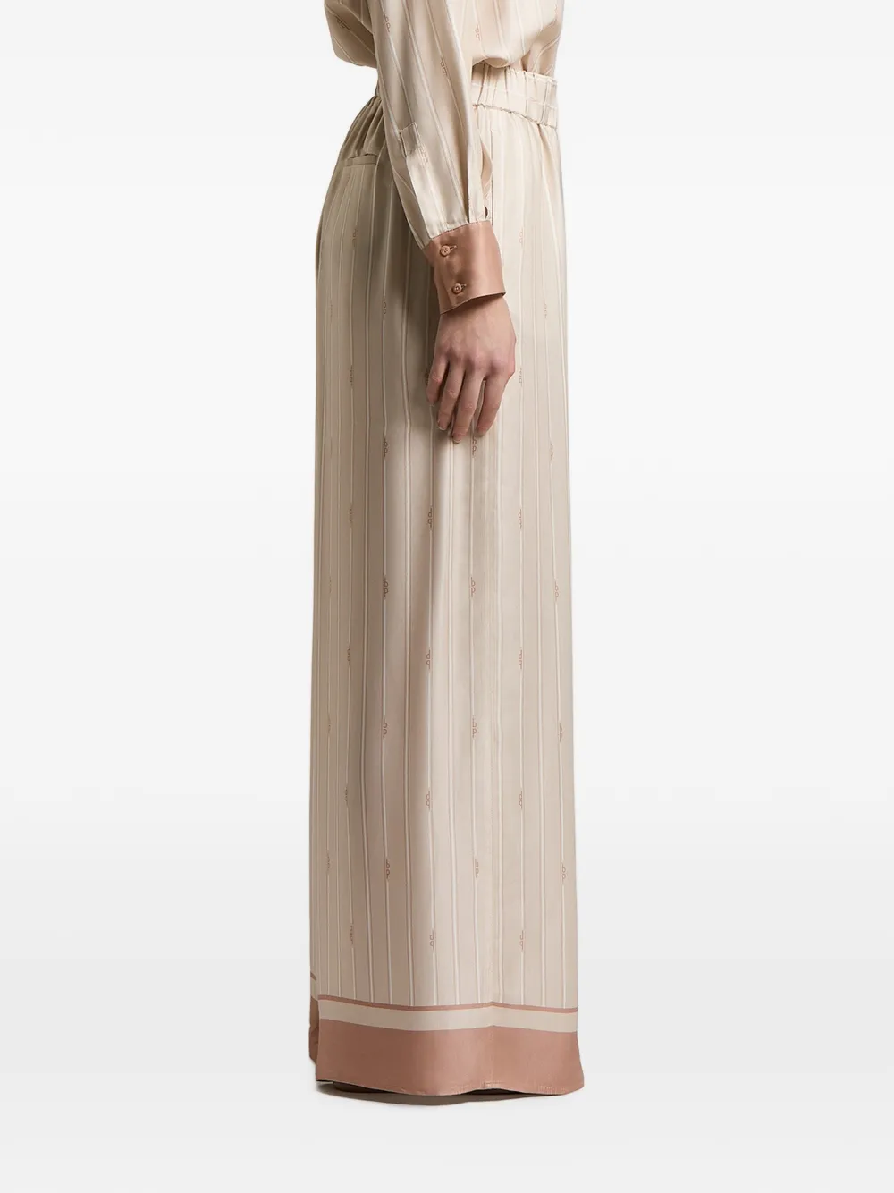 Peserico Gestreepte palazzo broek Beige