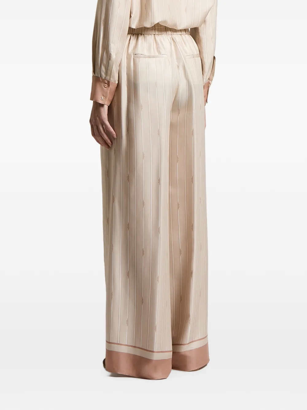 Peserico Gestreepte palazzo broek Beige