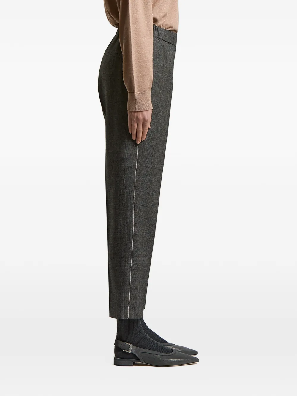 Peserico Geruite broek met elastische taille Grijs