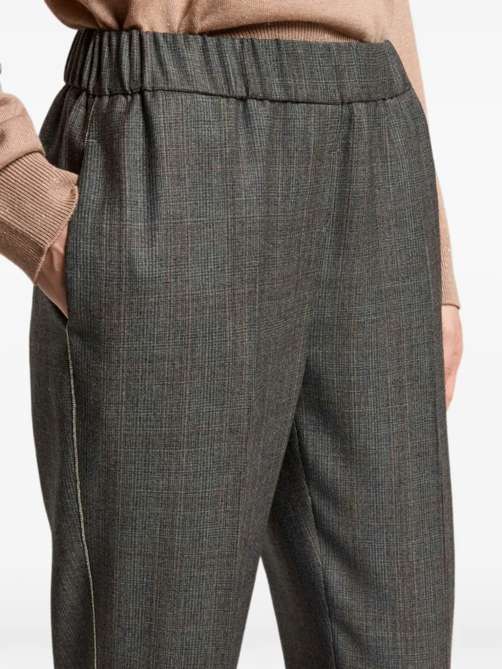Peserico Geruite broek met elastische taille Grijs