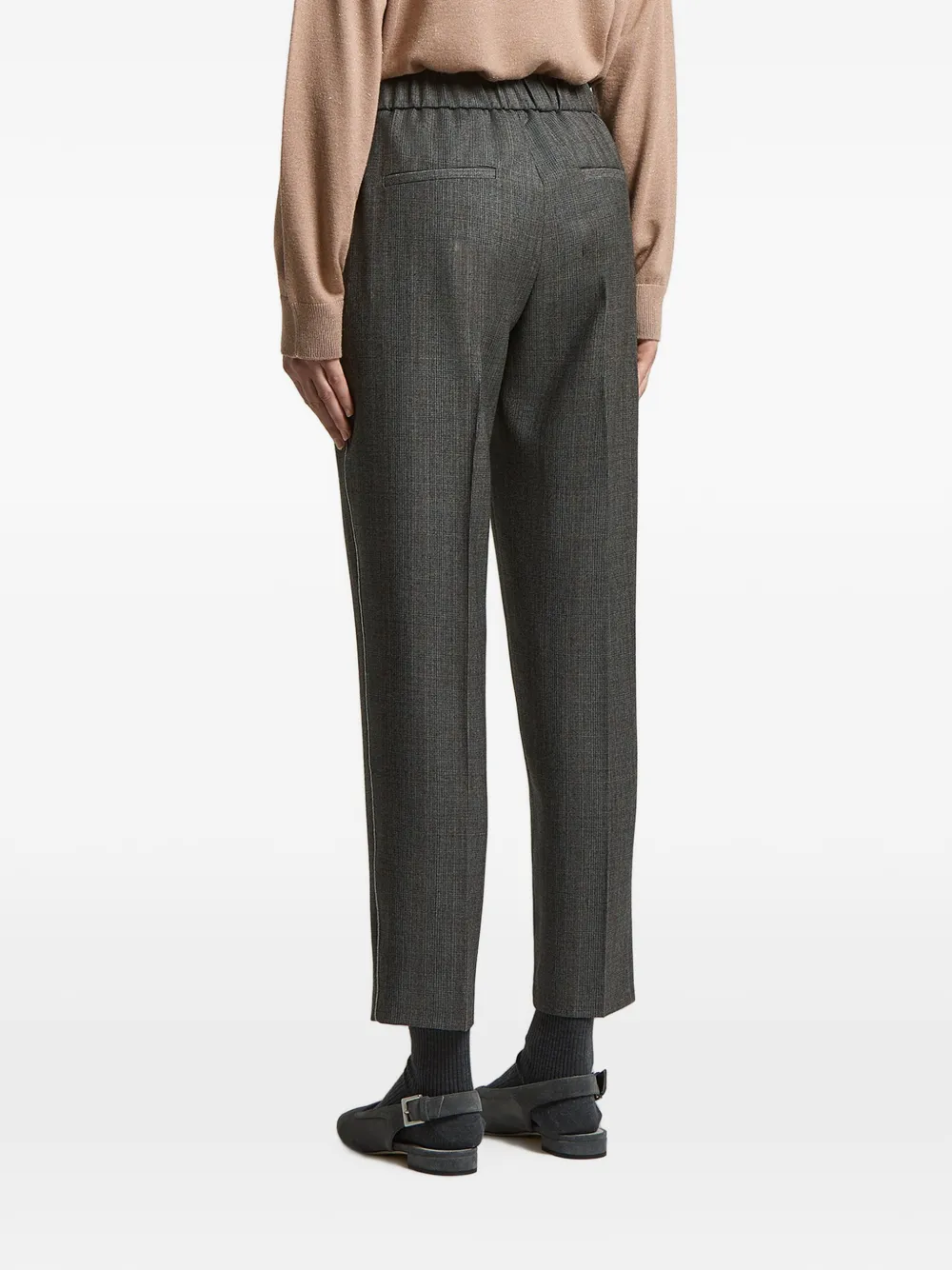 Peserico Geruite broek met elastische taille Grijs