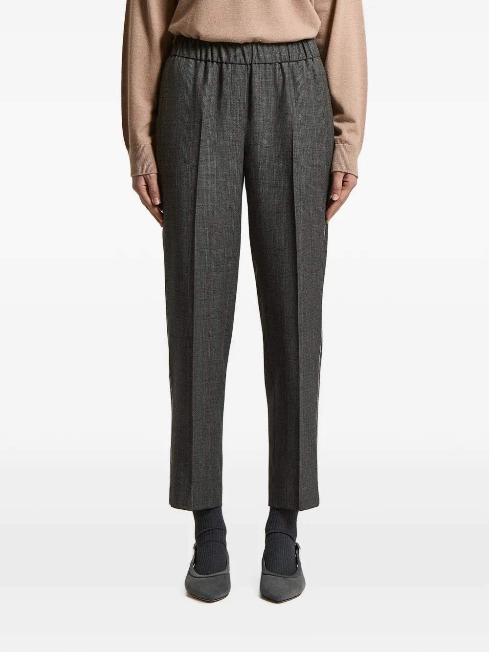 Peserico check-pattern elasticated-waist trousers