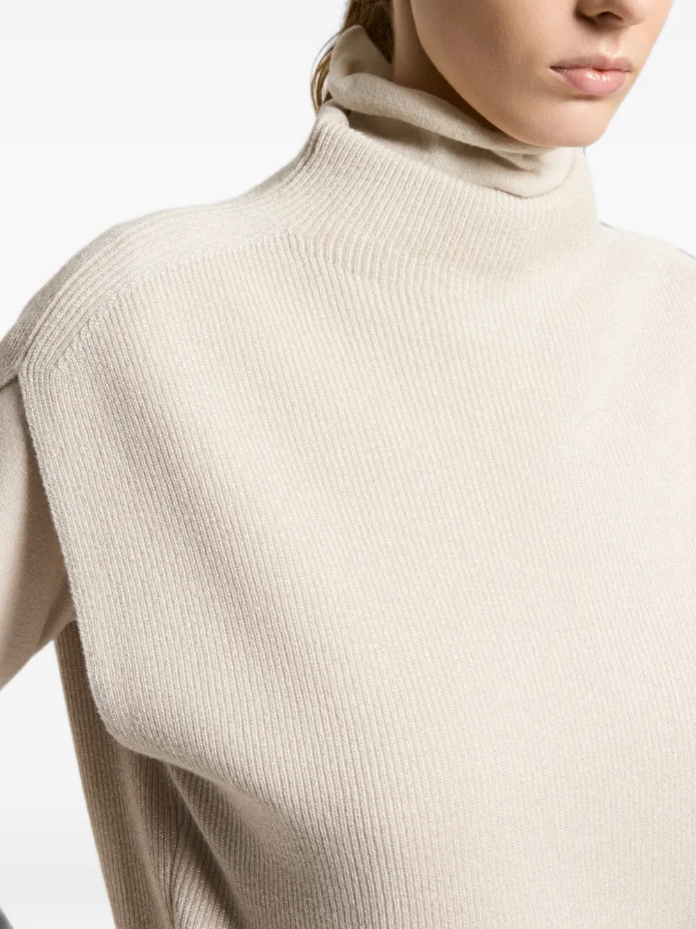 Peserico Geribbelde trui met hoge hals Beige