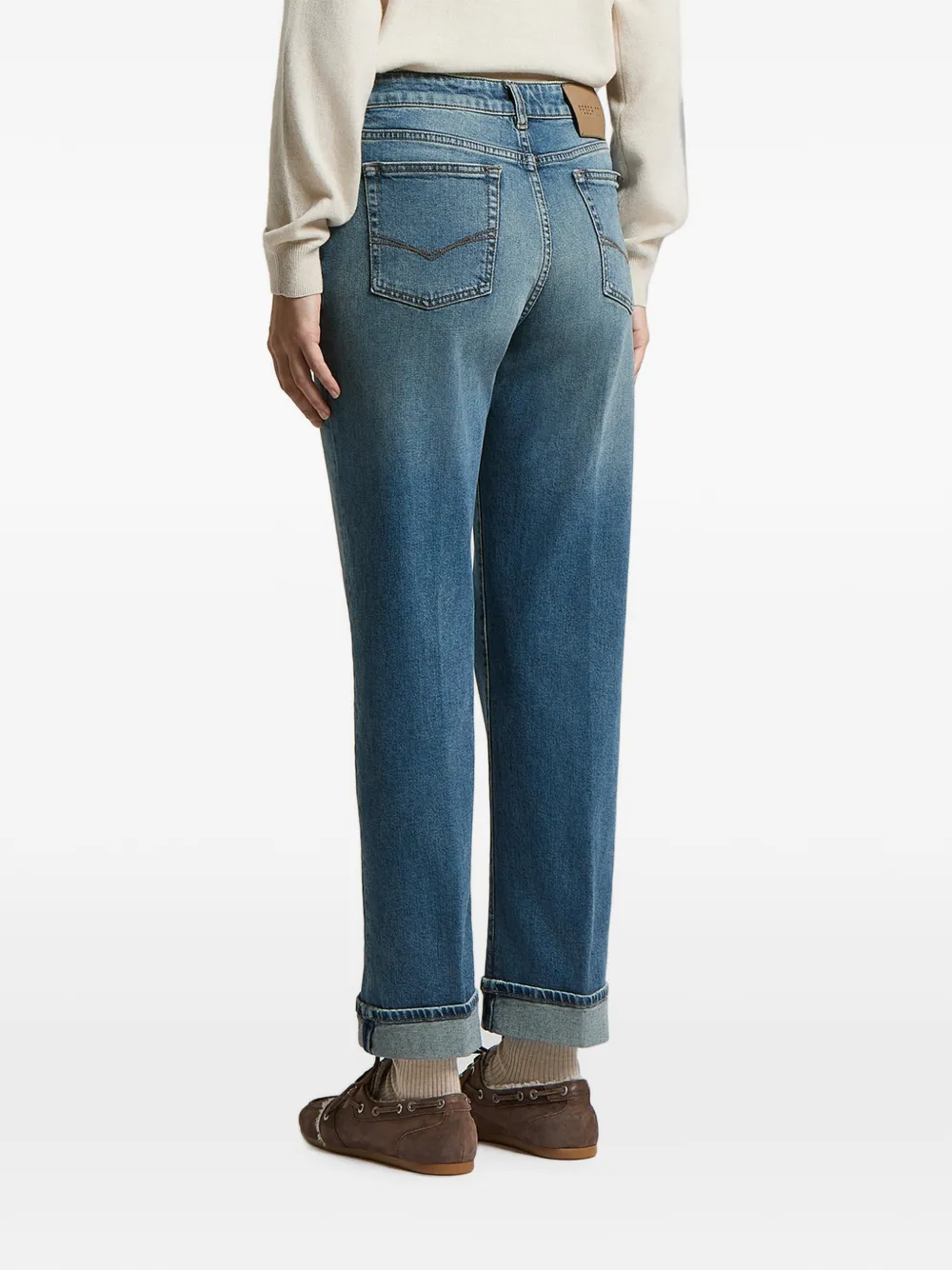 Peserico Straight jeans met omgeslagen pijpen Blauw