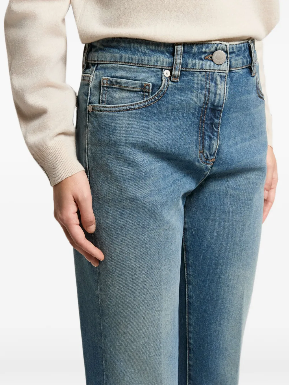 Peserico Straight jeans met omgeslagen pijpen Blauw