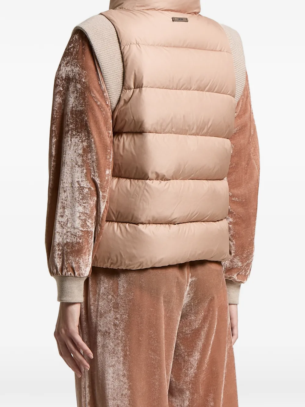 Peserico Gewatteerde bodywarmer met geribbelde afwerking Beige