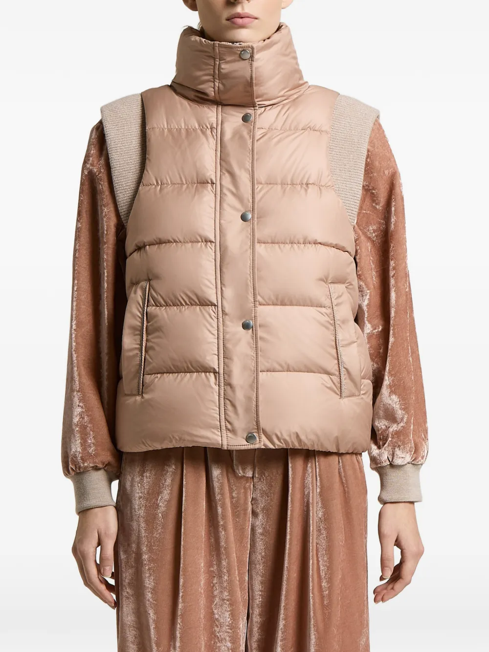 Peserico quilted ribbed-trim gilet - Neutrals