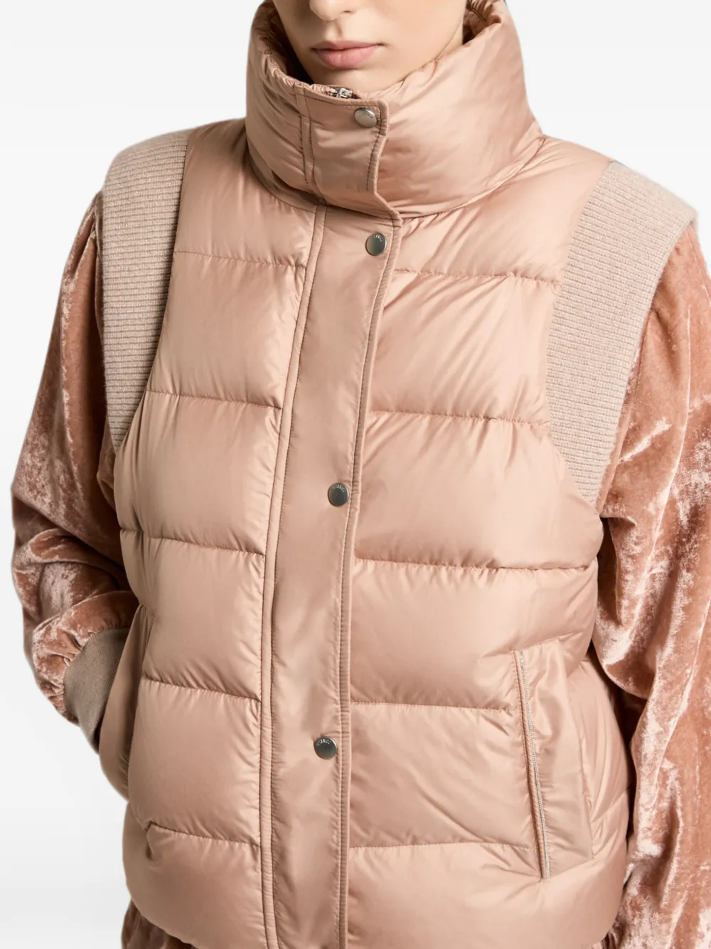Peserico Gewatteerde bodywarmer met geribbelde afwerking Beige