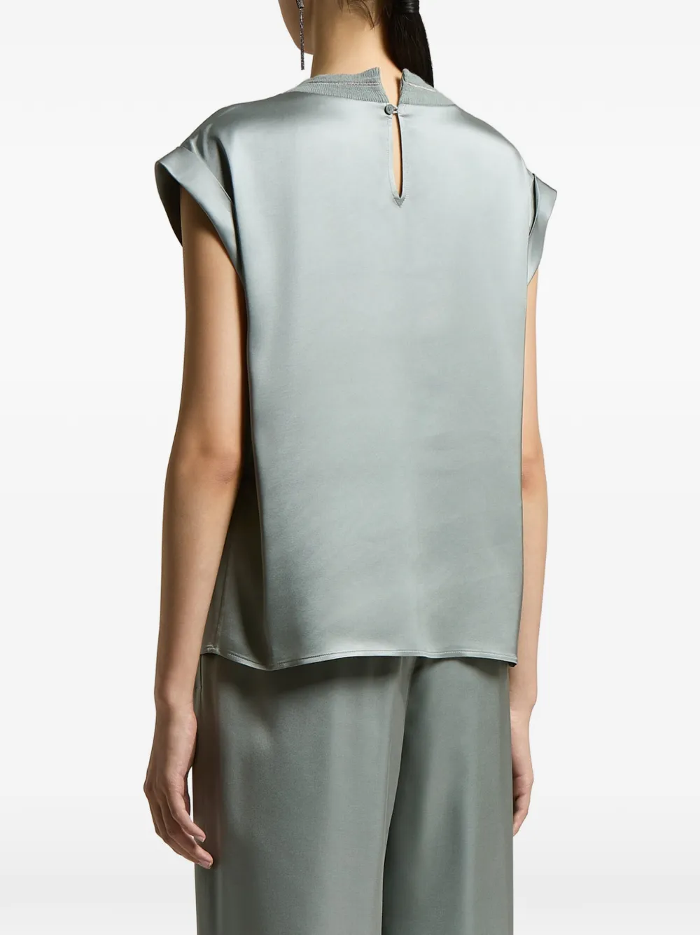 Peserico Blouse met satijnen afwerking Groen