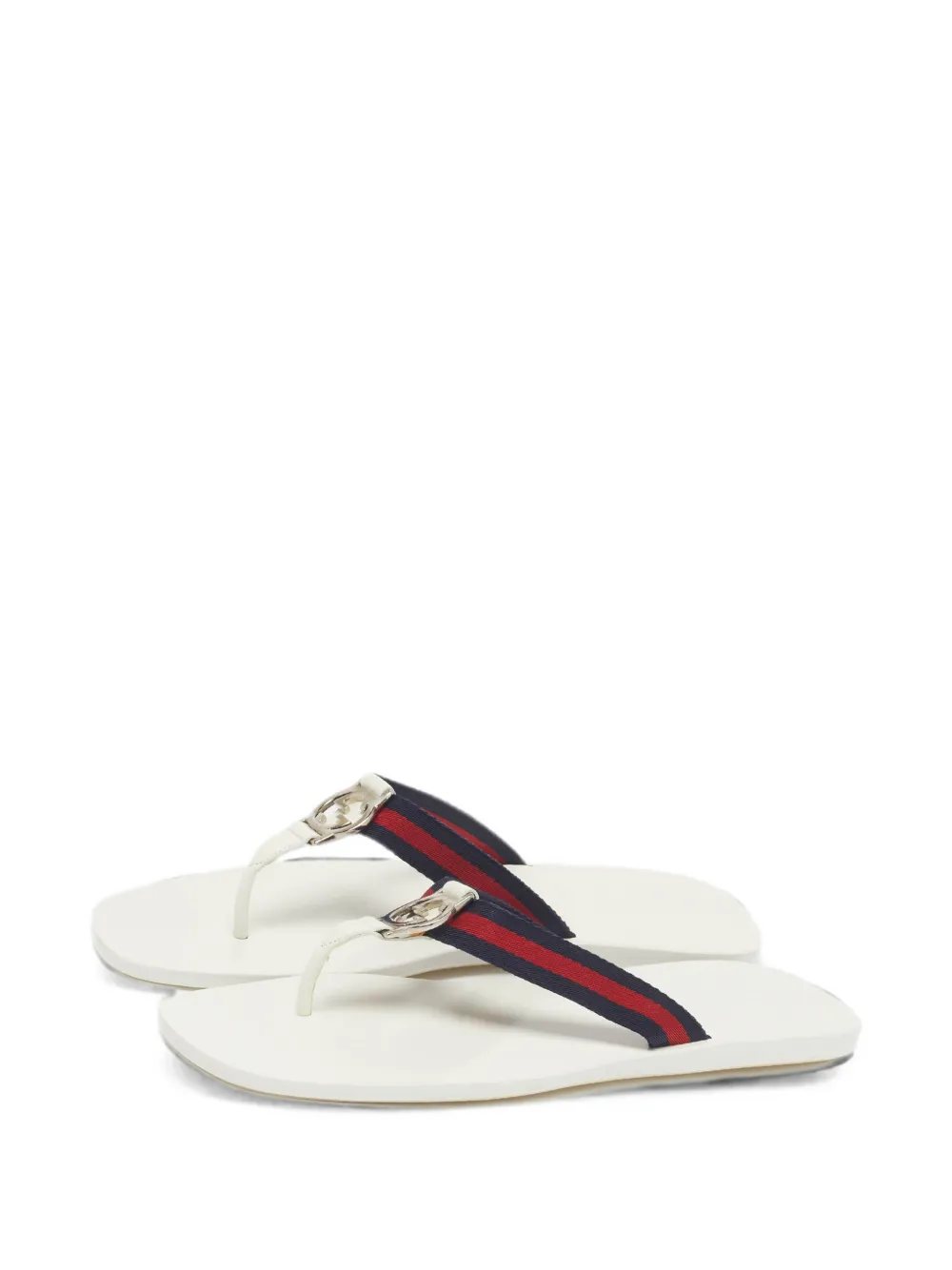 Pre-owned Gucci Interlocking G Thong Sandals In White