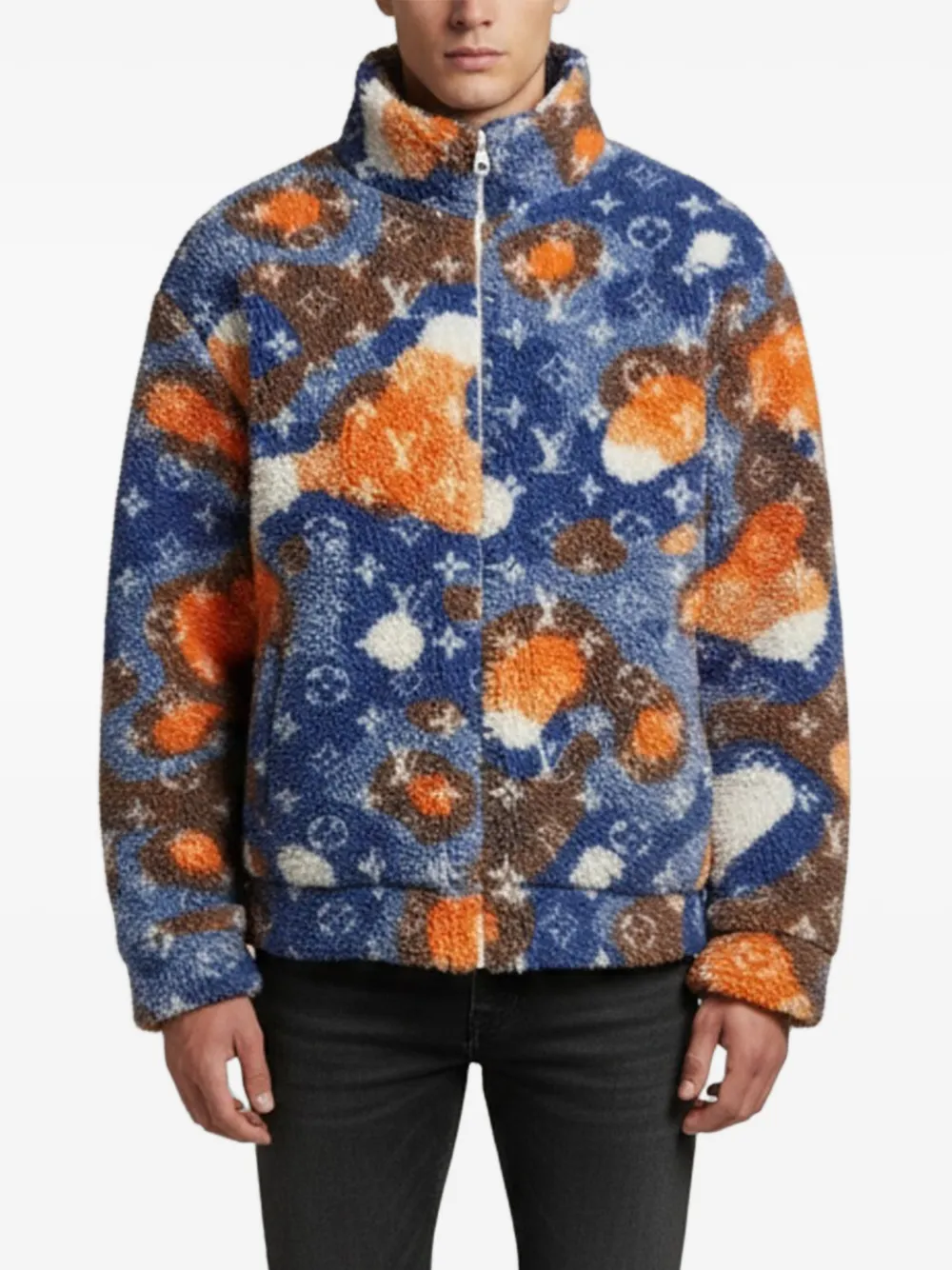Louis Vuitton Pre-Owned Camo Monogram-pattern fleece jacket - Blu