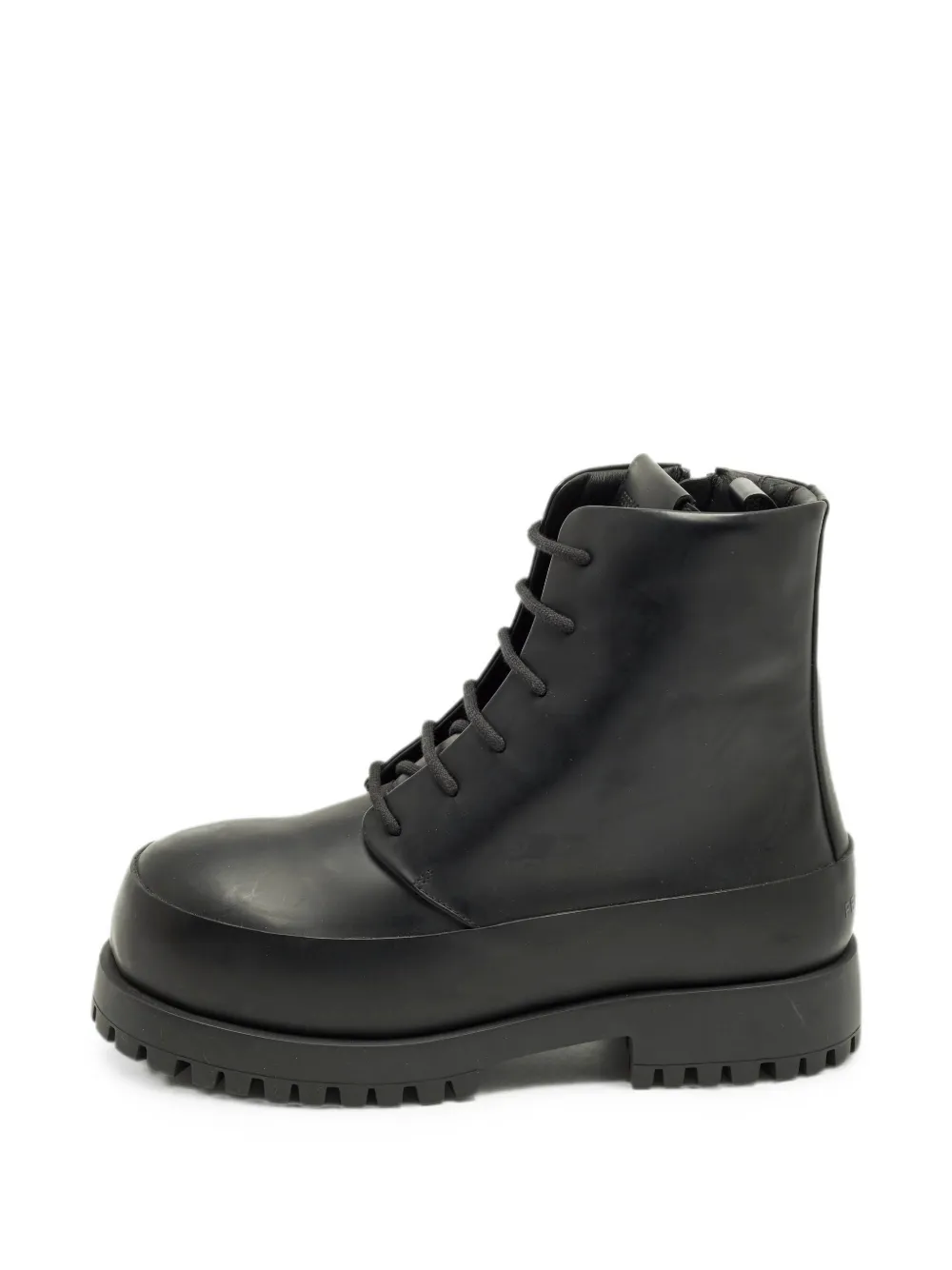 Pre-owned Ferragamo Fede Lace-up Combat Boots In Black
