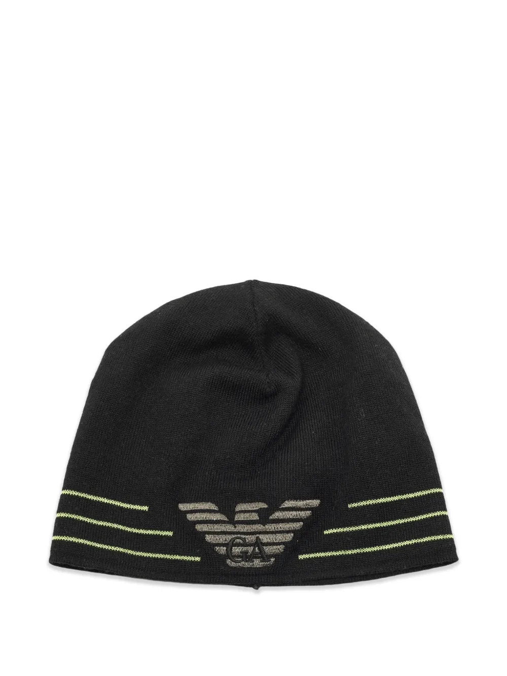 Giorgio Armani Pre-Owned logo-embroidered beanie hat - Nero